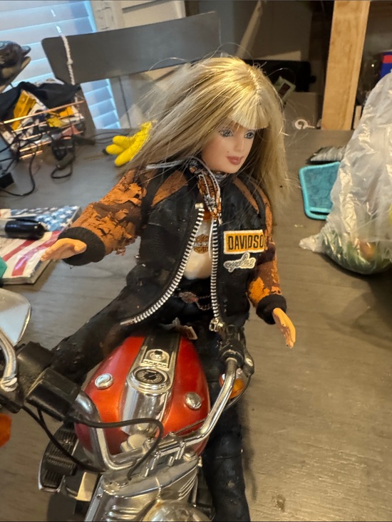 Harley-Davidson Other - Harley-Davidson Black and Orange Barbie Doll Jacket on Motorcycle